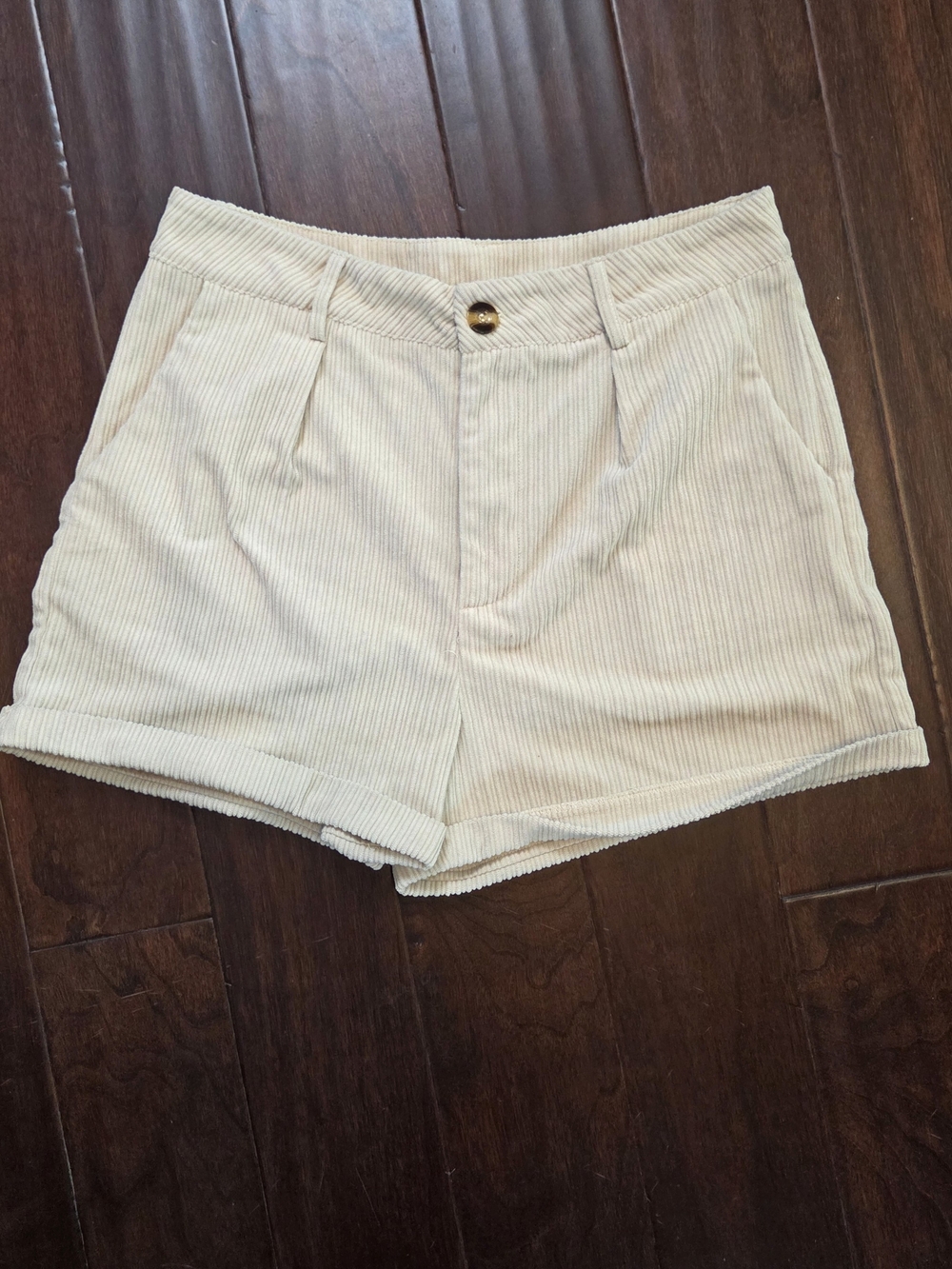 Corduroy High Waist Shorts Cream Womens L NWOT Festival Western Cowgirl Indie